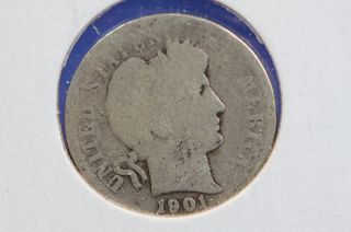 1901 10c Barber Dime Well Circulated Early Dime 3553 photo