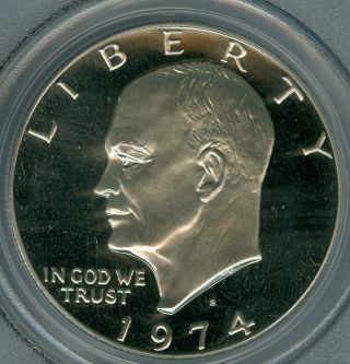 1974 - S Eisenhower Clad Dollar $1 Pcgs Pr - 69 Ultra Heavy Dcam 2nd Finest photo