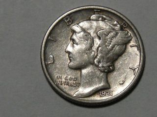 1931 Mercury Silver Dime 9390a photo