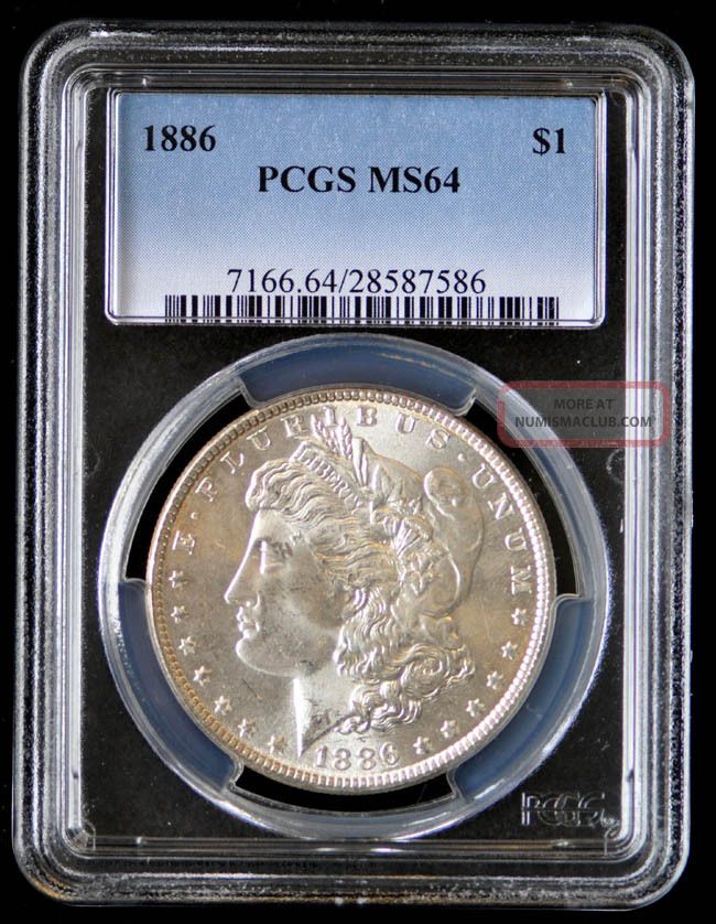 1886 Morgan Silver Dollar $1 Graded By Pcgs Grade Ms64