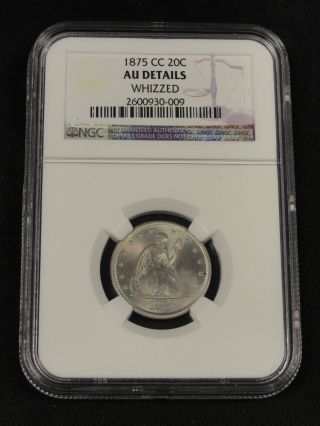 1875 Cc 20 Cent Silver Seated Liberty Coin Ngc Au Details 0 - 009 photo