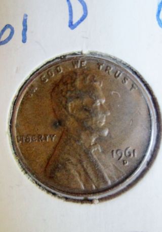 1961 D Usa Penny 1 Cent Coin photo