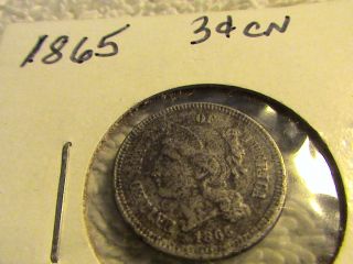 1865 3 Cent Nickel Rare Civil War Era photo