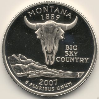 2007 - S Silver Proof Montana State Quarter (coin Very Low Mintage) photo