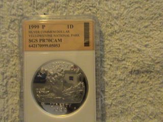 1999 P Yellowstone Dollar 90% Silver Proof Bad Picture Great Coin photo