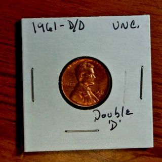 1961 - D/d Double Mark Error Lincoln Cent Rare Us Coin photo