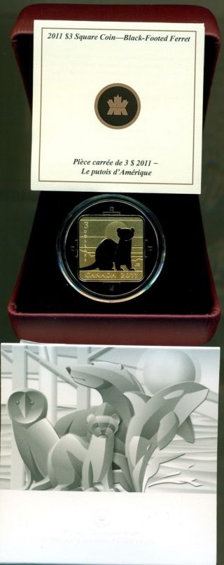 “angus Coin Shop” 2011 Silver/gold $3 Coin - 4th In Series - Black Footed Ferret photo