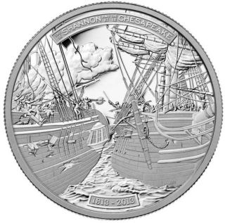 2013 Canada $50.  00 Dollars Fine Silver Coin – Hms Shannon & Uss Chesapeake photo