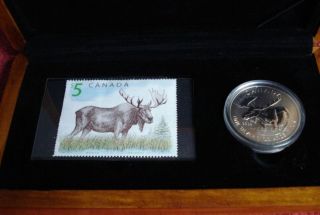 $5.  00 Stamp & 2012 Canada Majestic Moose Silver $5.  00 Coin (tax Exempt) photo