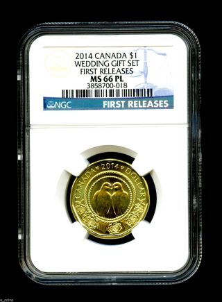 2014 Canada $1 Wedding Ngc Ms66 Pl First Releases Loon Loonie Rare 10,  000 photo