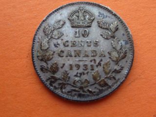 1931 Canadian Silver Dime Circulated Ungraded,  Item 1330a photo