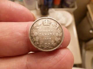 1909 Canadian Silver Dime - Victoria Leaves? photo