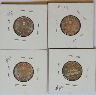 2 - 1944,  1 - 1945,  1 - 1946 5c (special Strike) Canada 5 Cents photo