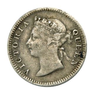 Hong Kong Queen Victoria 1887 5 Cents Silver Coin photo