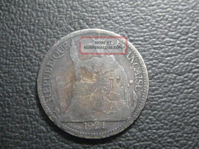 Indo - Chine 10 Cent 1921 - - - Silver Coin. Asia photo