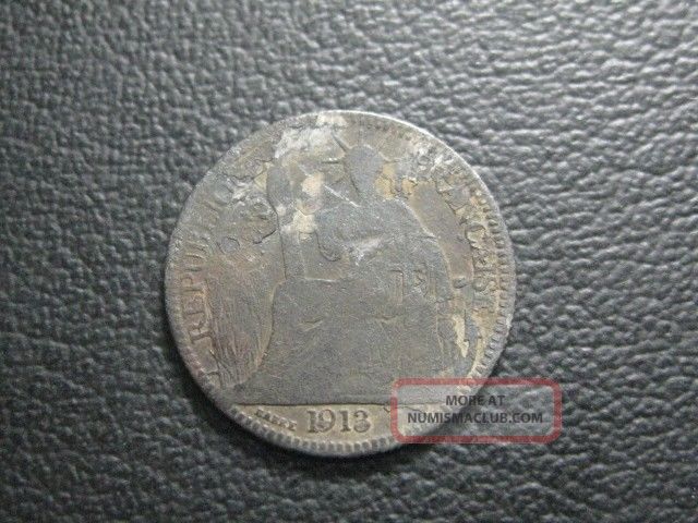 Indo - Chine 10 Cent 1913 - - - Silver Coin Rare. Asia photo