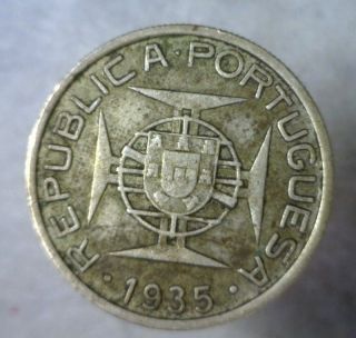Mozambique 5 Escuds 1935 Very Fine Silver Portugal Coin (cyber 854) photo