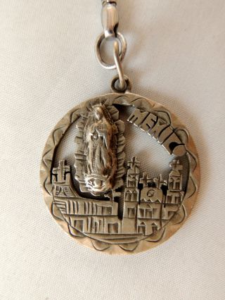 Vintage Mexico 1932 Silver Coin Artistic Cutaway Keychain Folkart 14 Grams photo