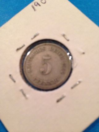 1902a Germany.  5 Pfennig.  Old Rare photo