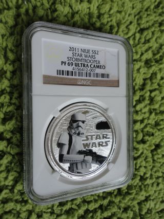 2011 Ngc Pf 69 Star Wars Stormtrooper $2 Niue 1oz.  999 Silver Proof Coin 31g Ag photo