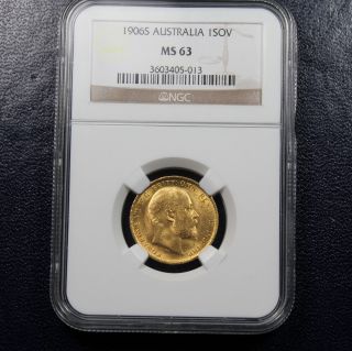 1906 S Australia One Sovereign Gold Ngc Ms63 photo