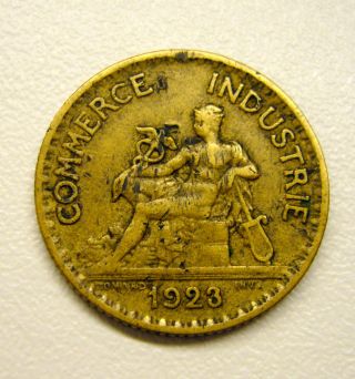 1923 1 Franc Coin Commerce Industrie Bon Pour France photo