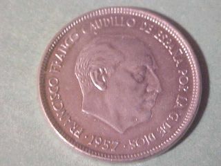 Coin Of The World 1957 Spain Twenty - Five Pesetas Km - 787 Unc photo