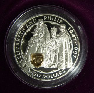 Zealand: 1997 Golden Wedding 50th Anniversary $20 Silver Proof Coin photo