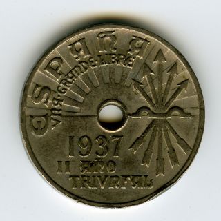 ☆ Spain • Civil War • Scarce 25 Centimos 1937 Coin Guerra Civil EspaÑola ☆c132 photo