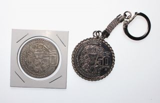 Mexico $50 Pesos 1984,  Coyolxauhqui Coin And Pendant Keychain photo
