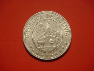 Bolivia 50 Centavos,  1967 Coin.  Medal Rotation photo