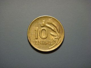 Peru 10 Centavos,  1973 Coin.  Cantuta Blossoms photo