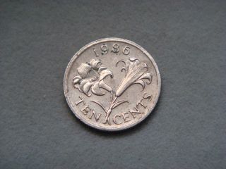 Bermuda 10 Cents,  1986 Coin.  Bermuda Lily photo