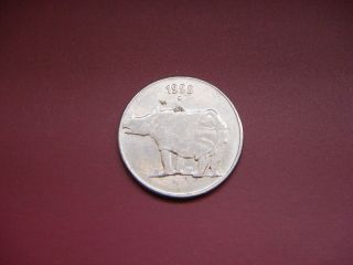 India - Republic 25 Paise,  1999,  Rhino.  Animal Coin photo