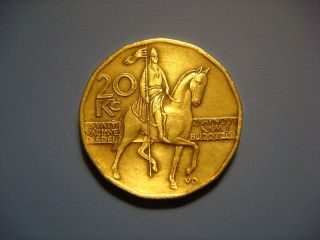 Czech Republic 20 Korun,  1998 Coin.  Duke Valdav On Horse photo