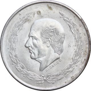 Mexico 5 Pesos Mo 1951 Hidalgo, .  720 Silver.  Almost Uncirculated+ photo