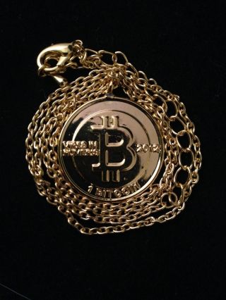 24 Karat Gp Gold Bitcoin Physical Necklace Like Casascius Lealana Titan Btc Ltc photo