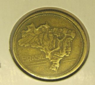 1945 Brazil One Cruzeiro Coin - Pictures Taken Through Plastic Of Slab;topo Map photo