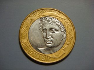 Brazil 1 Real,  2007 Coin.  Allegorical Portrait photo