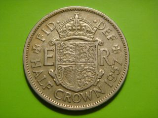 Great Britain 1/2 Crown,  1957 Coin.  Elizabeth Ii photo