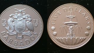 Barbados / 1973 - Five Dollars / Silver Coin photo