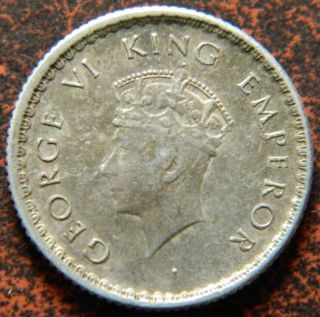 1939 - C Quarter 1/4 Rupee Silver Coin King George Vi British India Unc (gvi 68) photo