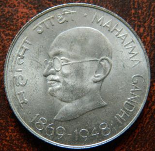 Mahatma Gandhi 10 Rupee Silver Coin Unc Luster India Republic 1869 - 1948 (mg Tr2) photo