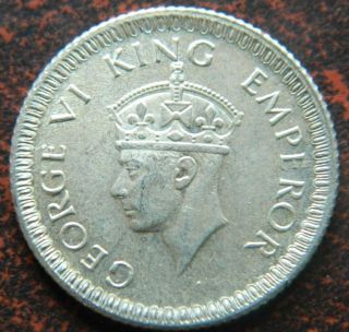 1942 - C Quarter 1/4 Rupee Silver Coin George Vi Unc - (gvi 14) photo
