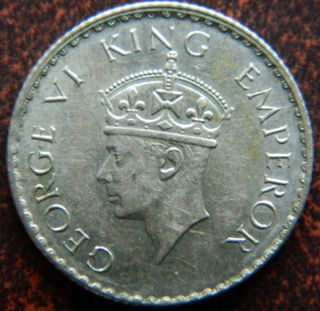 1940 - B Quarter 1/4 Rupee Silver Coin George Vi Aunc (gvi 30) photo