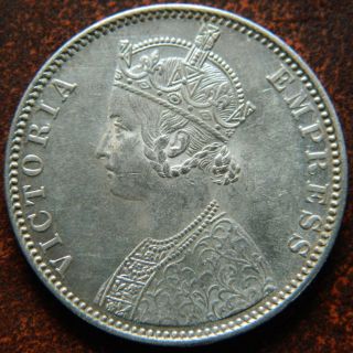 1901 - B One 1 Rupee Silver Coin Victoria Empress British India Aunc - (ve Or2) photo