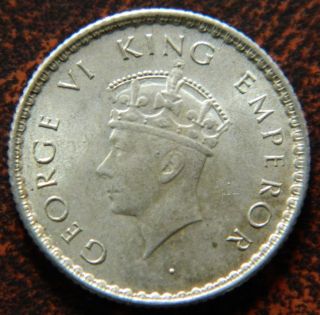 1939 - B Quarter 1/4 Rupee Silver Coin King George Vi British India Unc (gvi 63) photo