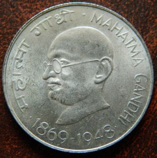 Mahatma Gandhi 10 Rupee Silver Coin Unc Luster India Republic 1869 - 1948 (mg Tr3) photo