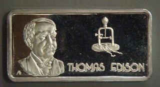 Silver Bar - Thomas Edison,  Our Greatest Americans,  One Troy Ounce. . . photo