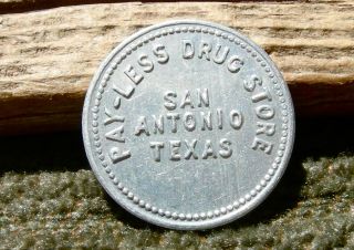 Old San Antonio Texas Tx (bexar Co,  Alamo) Odd 2c Pharmacy Drug Store Token photo